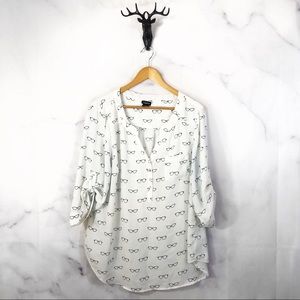 Torrid | Glasses Print Chiffon Top Size 2